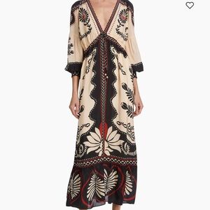 Farm Rio V Neck Passion Scarf Floral Maxi Dress Size Small NTW